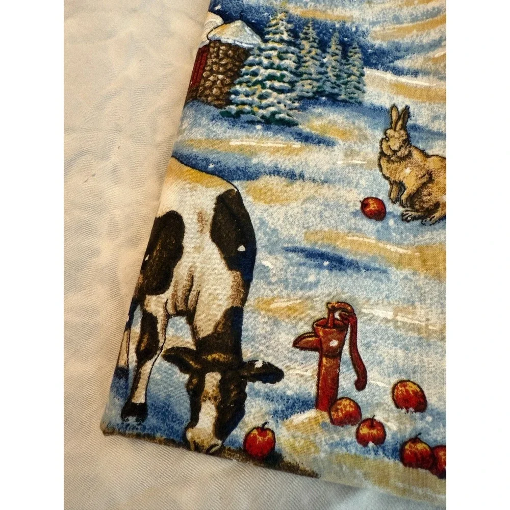 VTG new‎ Farm Winter Fabric 1 yard scene 35